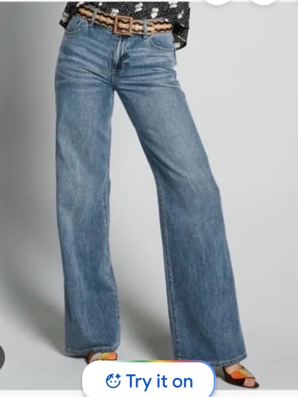CAbi Denim Wide-Leg Jeans in Medium Blue Wash